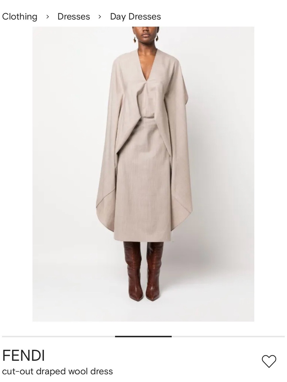 Fendi Backless Cut-Out Draped Wool Dress in Beige